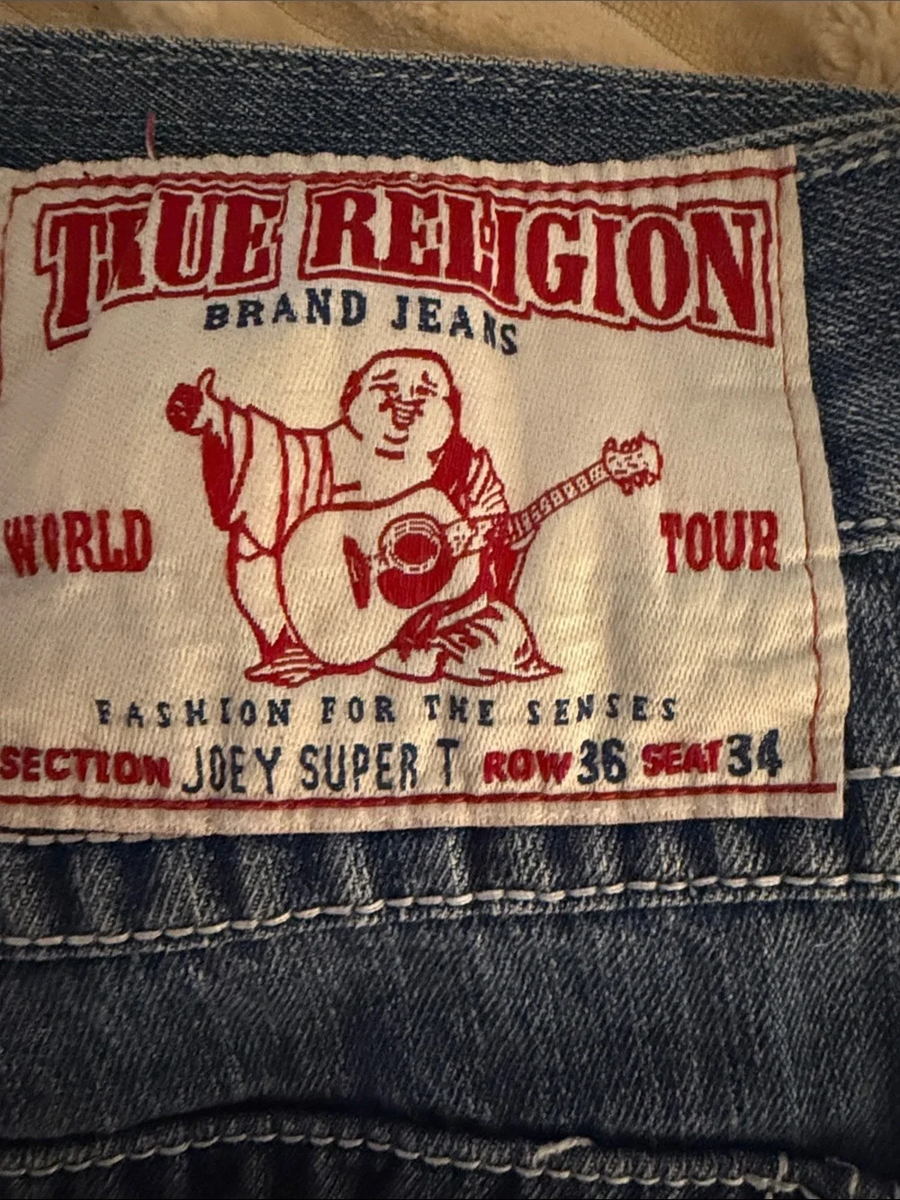 True Religion Joey Super T USA Denim Jeans.  Sz 36/34